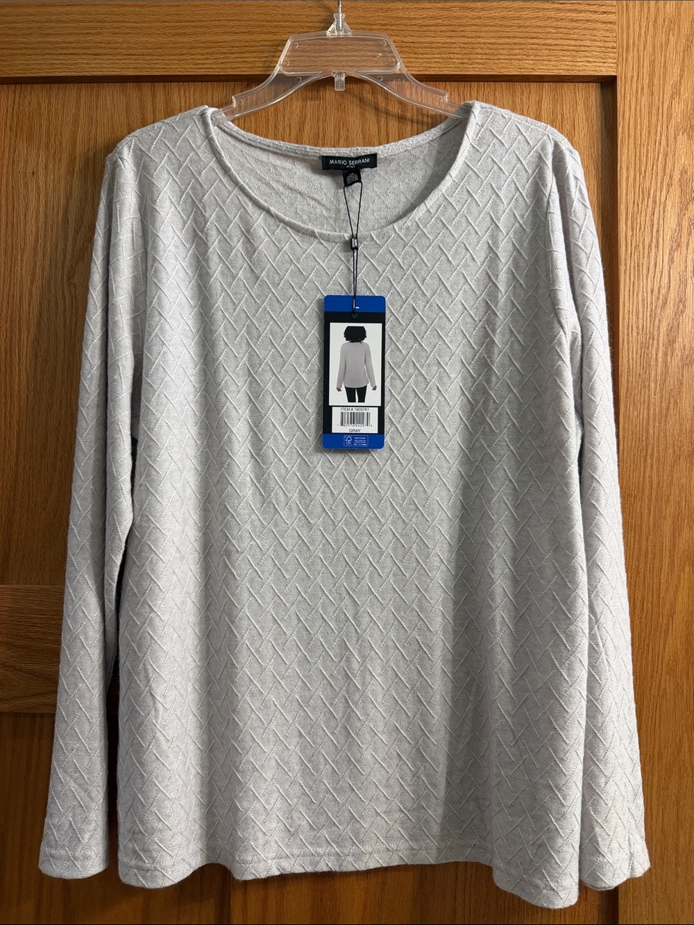 Light Gray Textured Crewneck Top